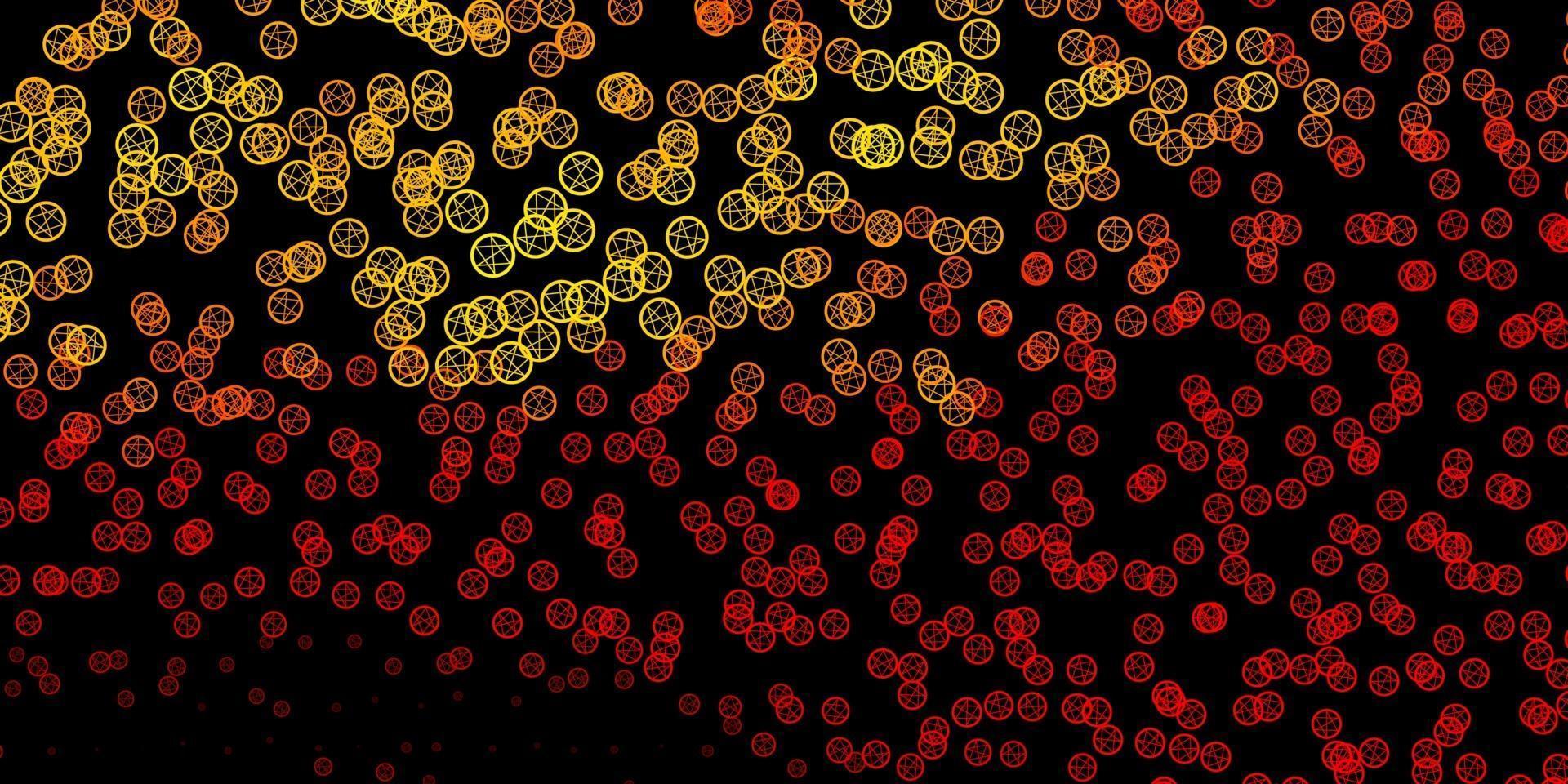 Dark Red, Yellow vector backdrop with mystery symbols.
