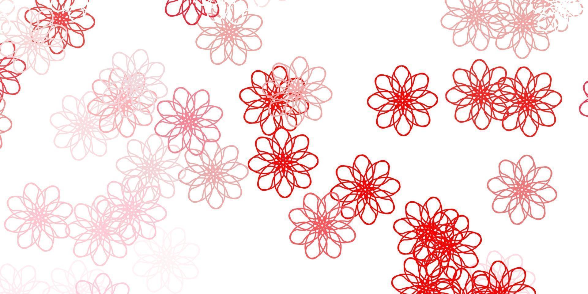 Light Red vector doodle template with flowers.