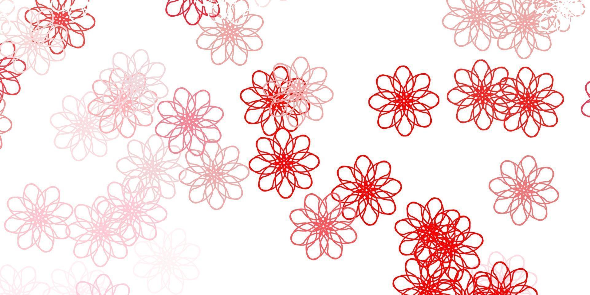 plantilla de doodle de vector rojo claro con flores.