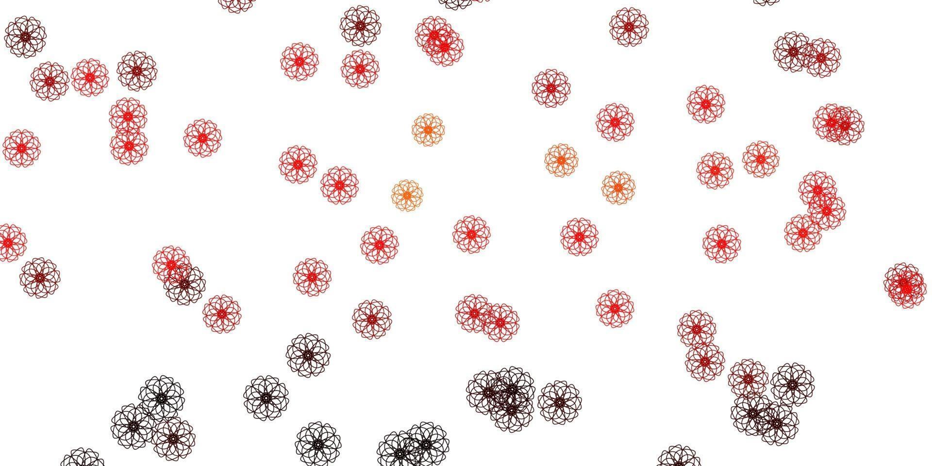 Light Red, Yellow vector doodle texture with flowers.