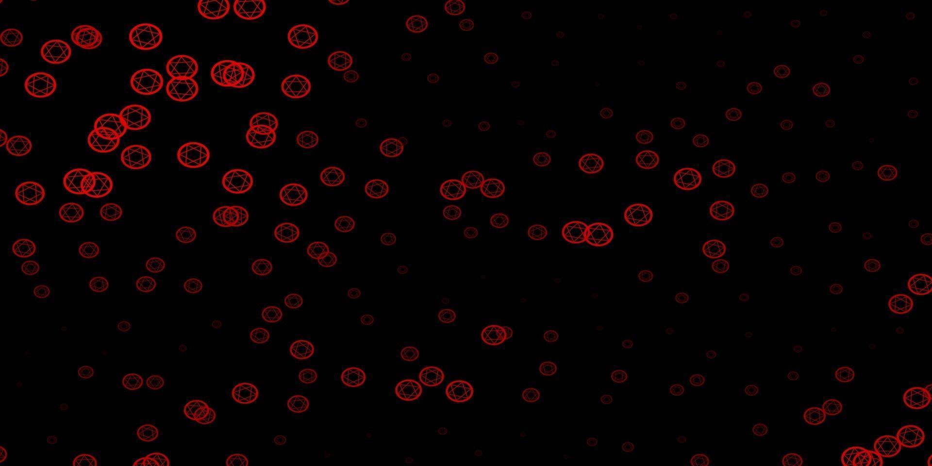 patrón de vector rojo oscuro con elementos mágicos.