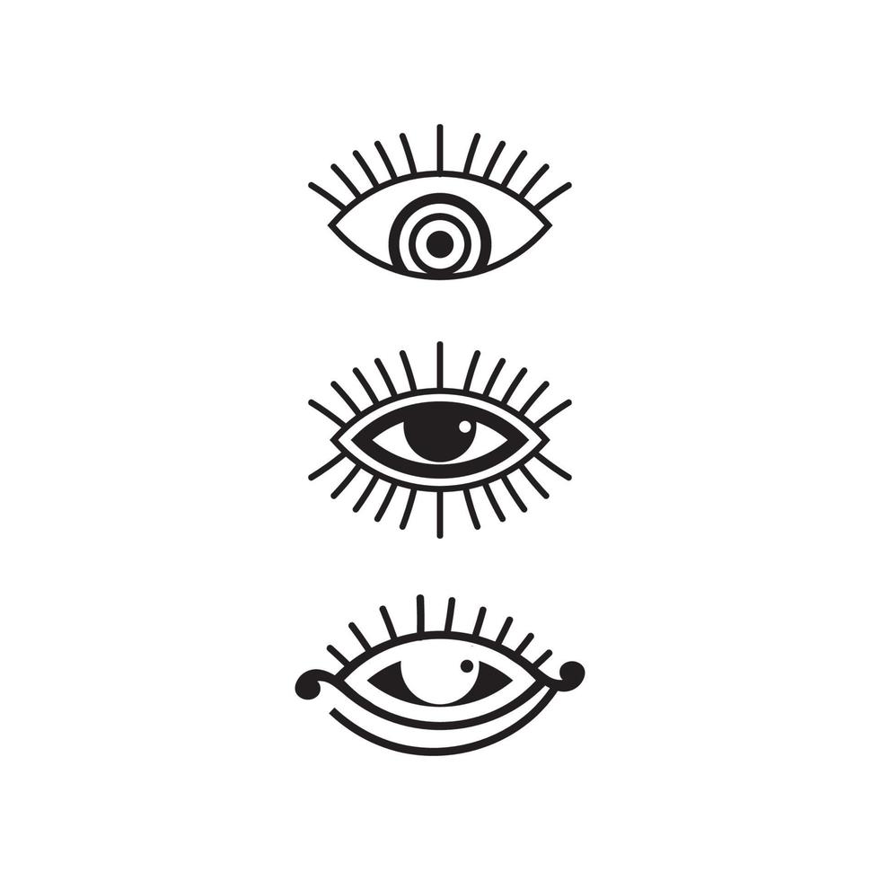 icono de ojo y diseño de visión, símbolo de logotipo, vector y espiritualidad