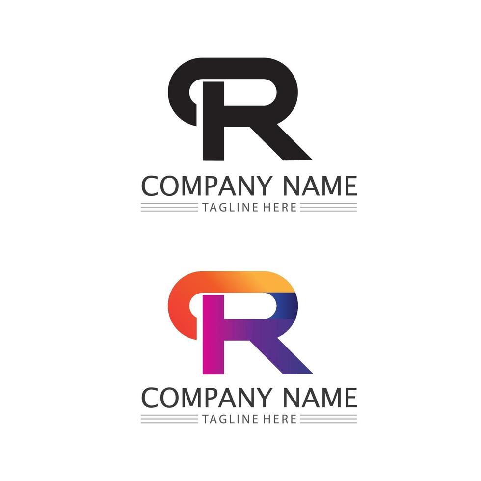 R Letter and RR font logo vector illustration icon