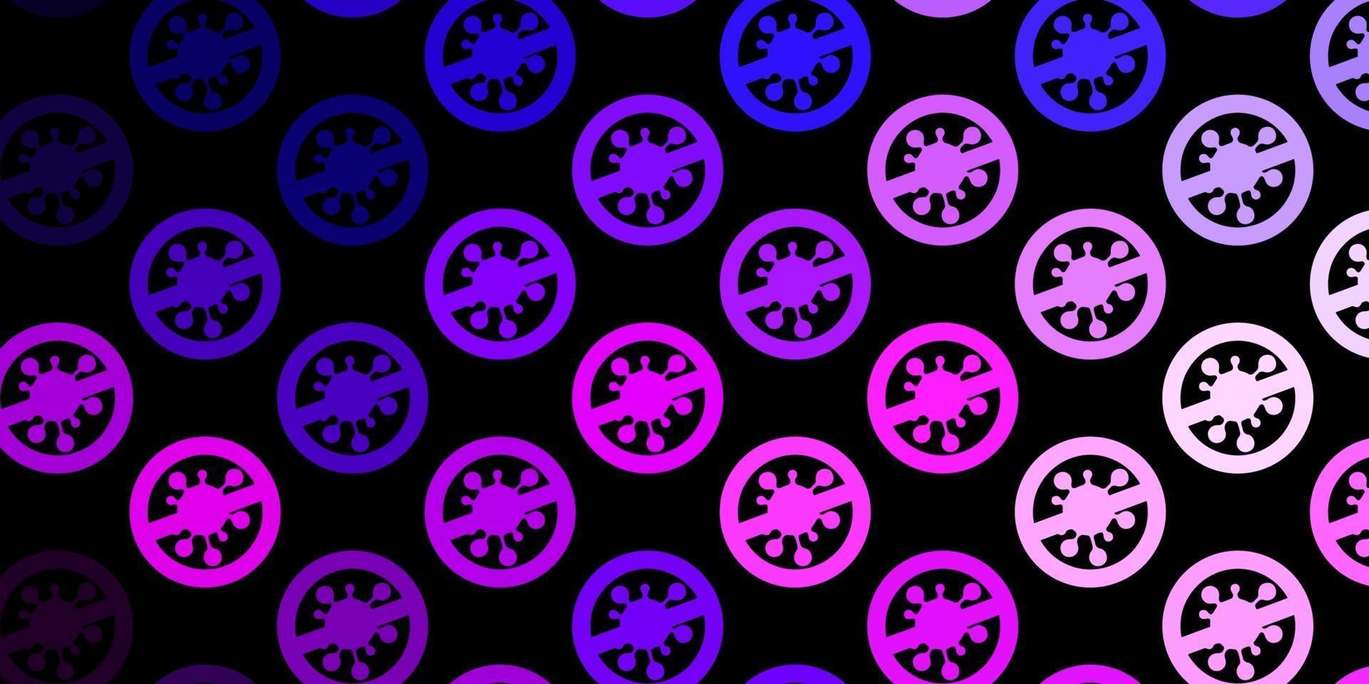 Dark Purple, Pink vector pattern with coronavirus elements.