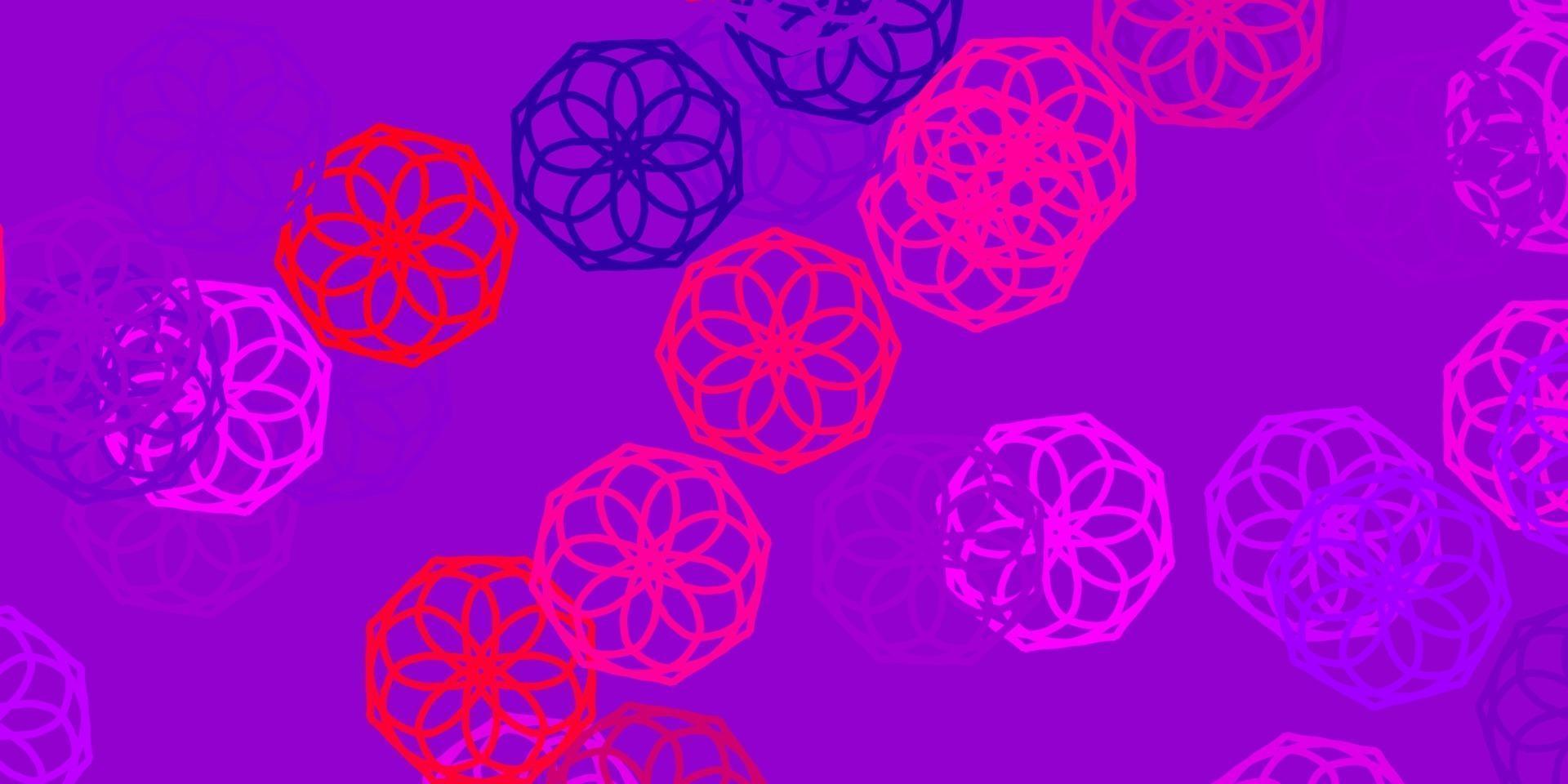 Light Purple, Pink vector doodle texture with flowers.