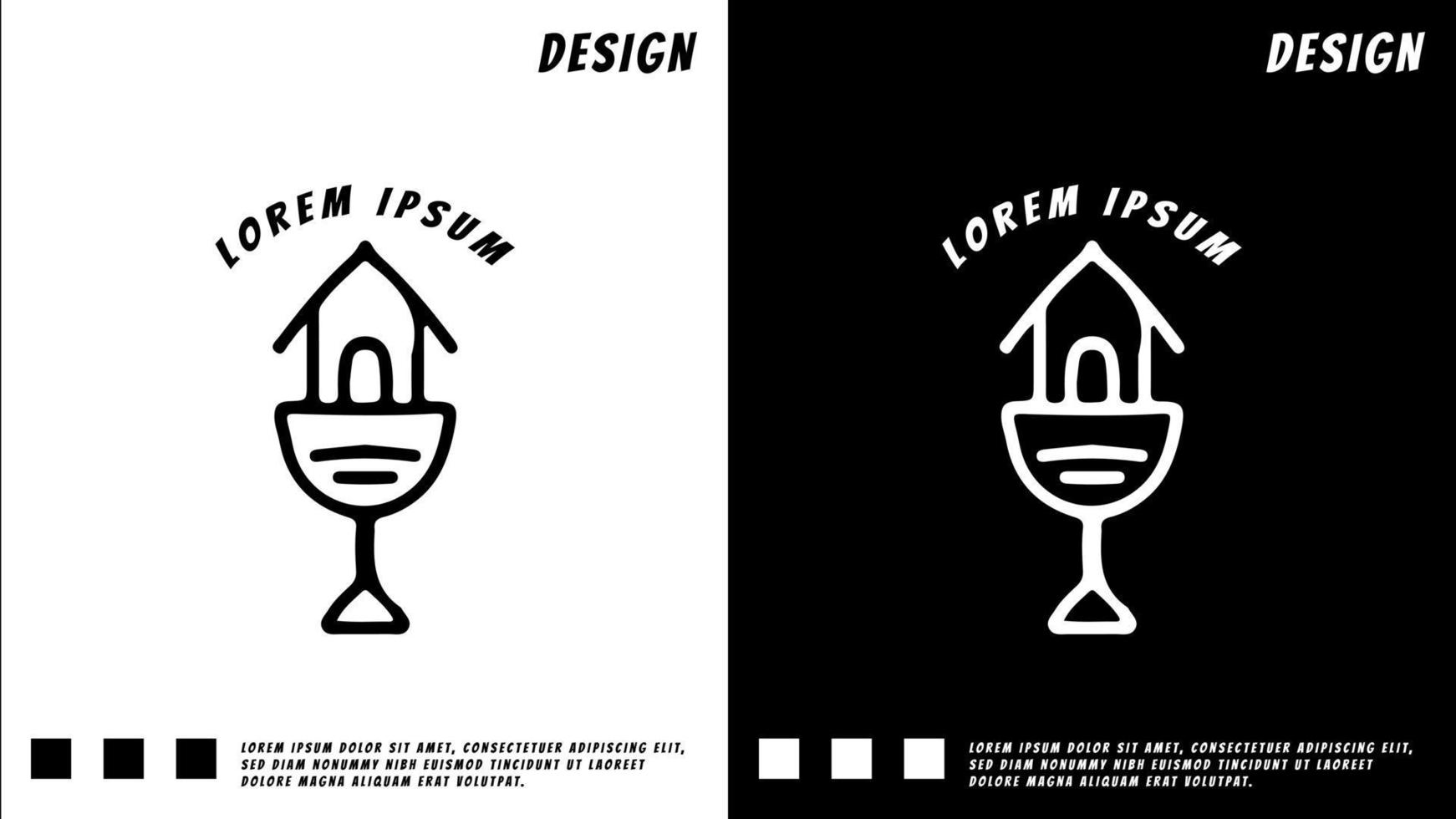 house and glass of wine hipster logo vector