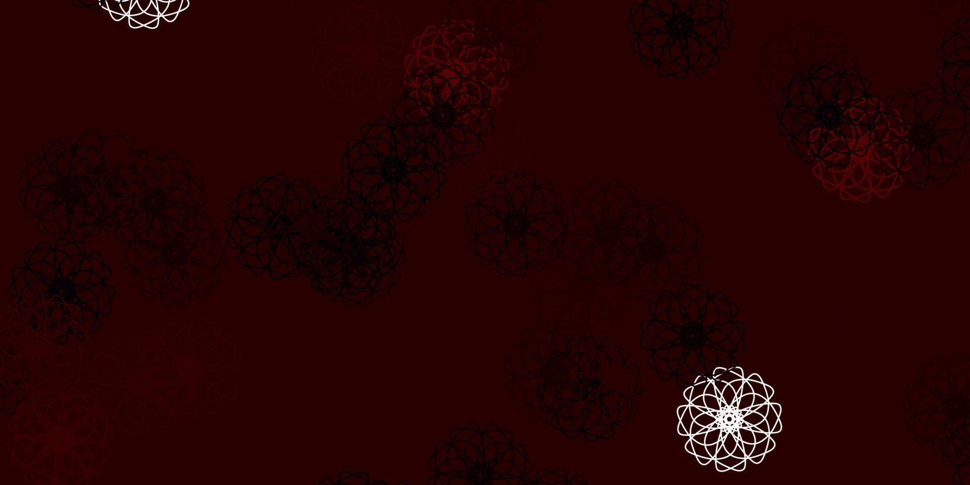 textura de doodle de vector rojo claro con flores.