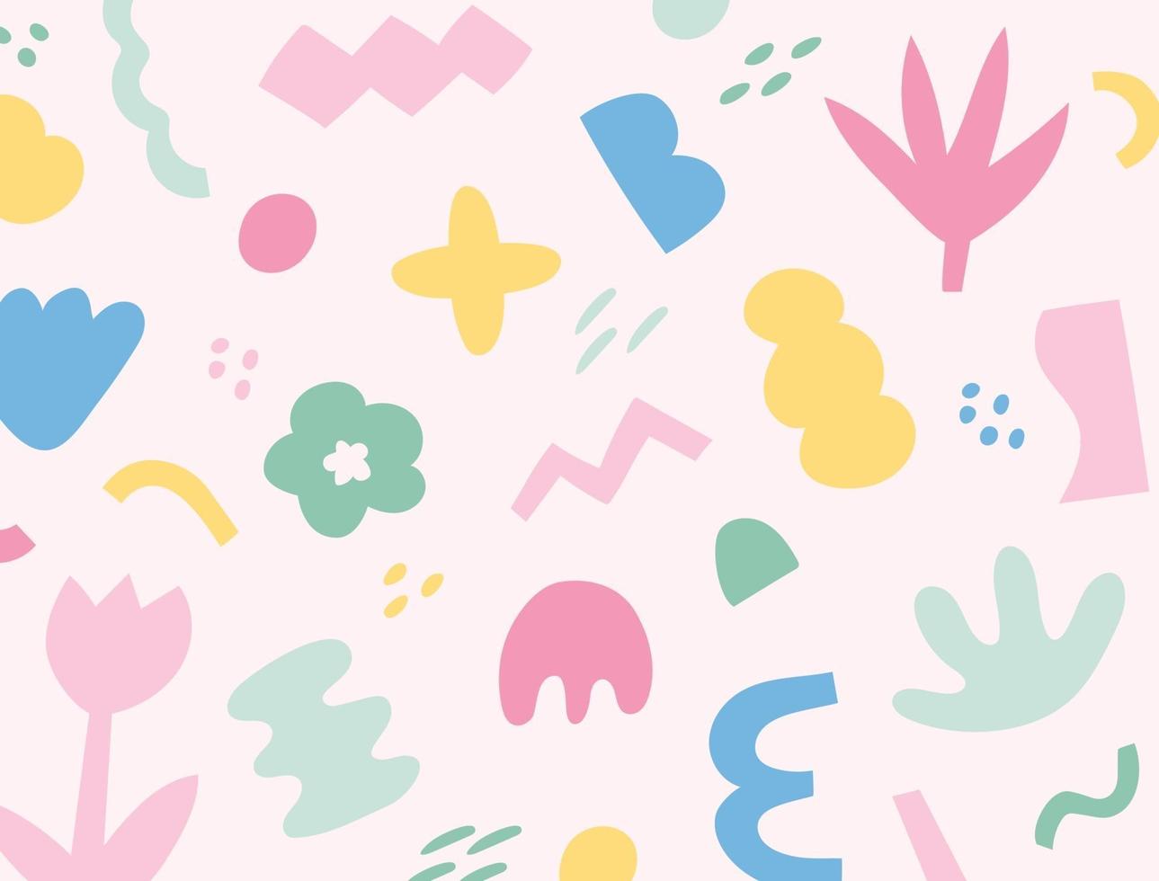 Free-form patterns in cute pastel tones. vector