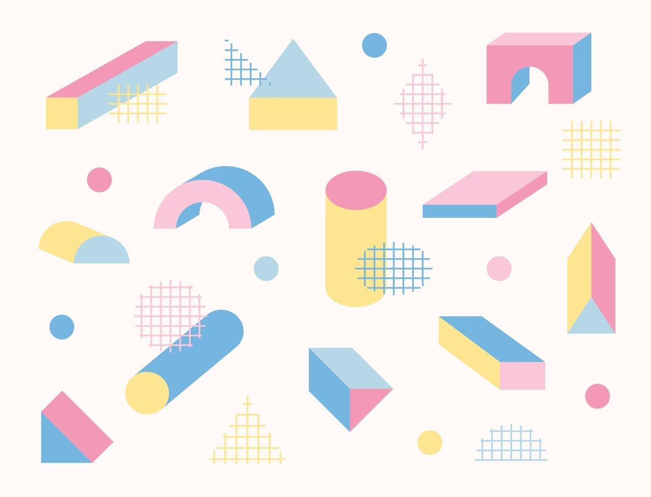 Pastel colored three-dimensional figure pattern. vector