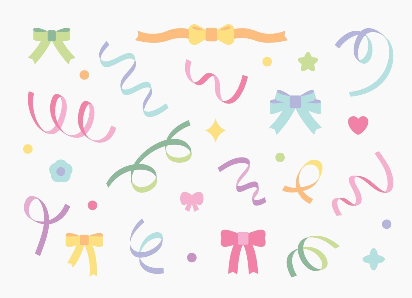 Various types of ribbons and ribbon tapes vector