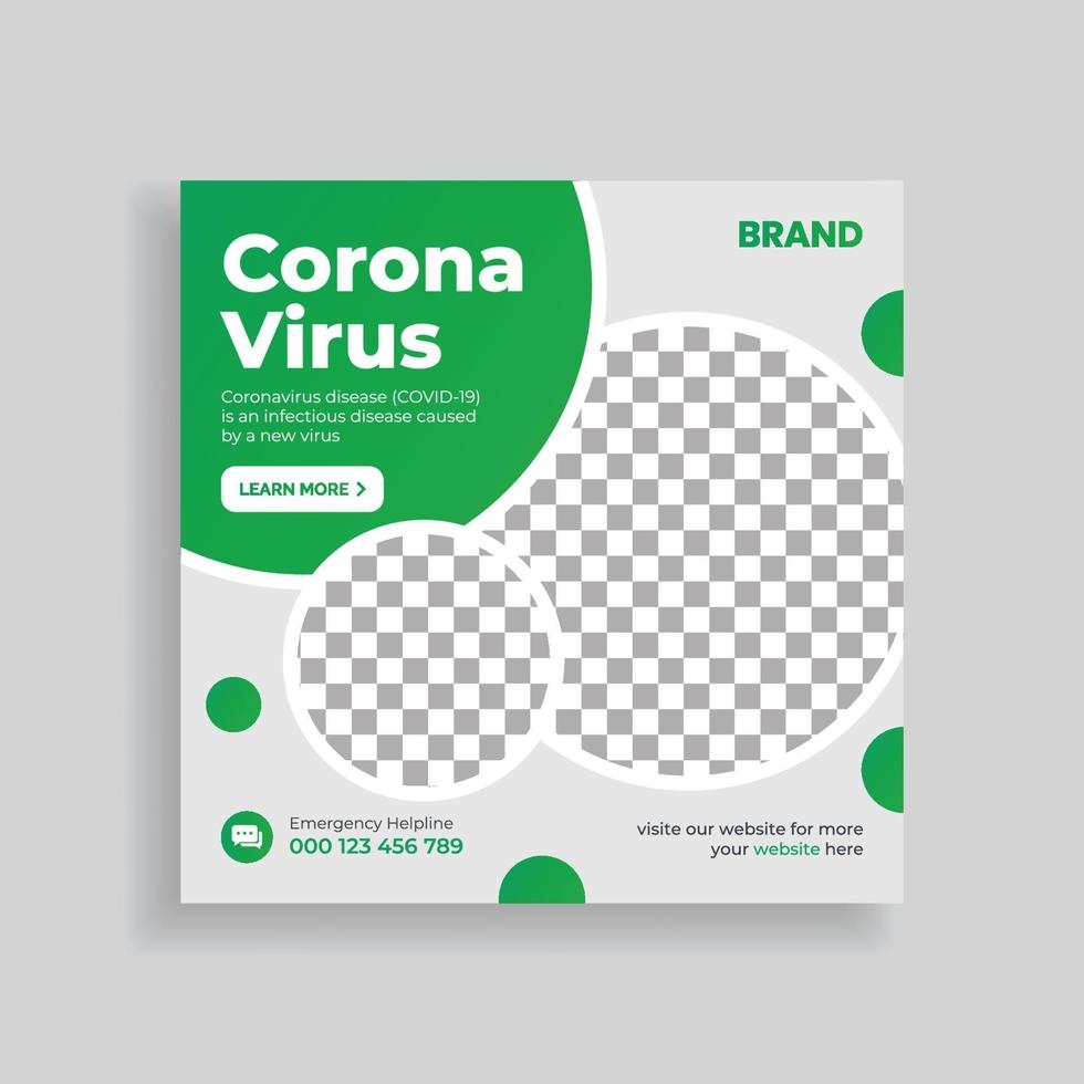 Corona Virus Covid 19 Social Media Post Template Design vector