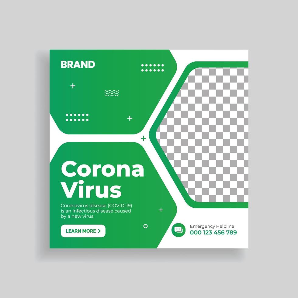 Corona Virus Covid 19 Social Media Post Template Design vector