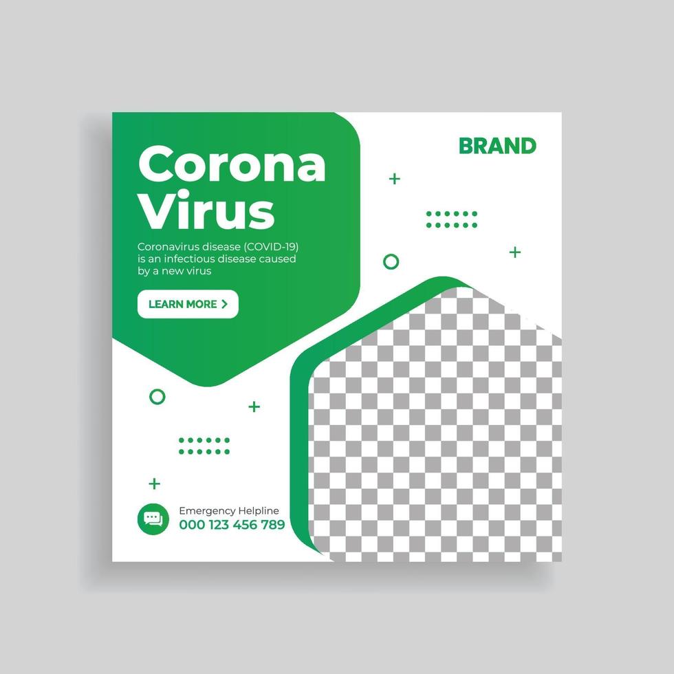 Corona Virus Covid 19 Social Media Post Template Design vector