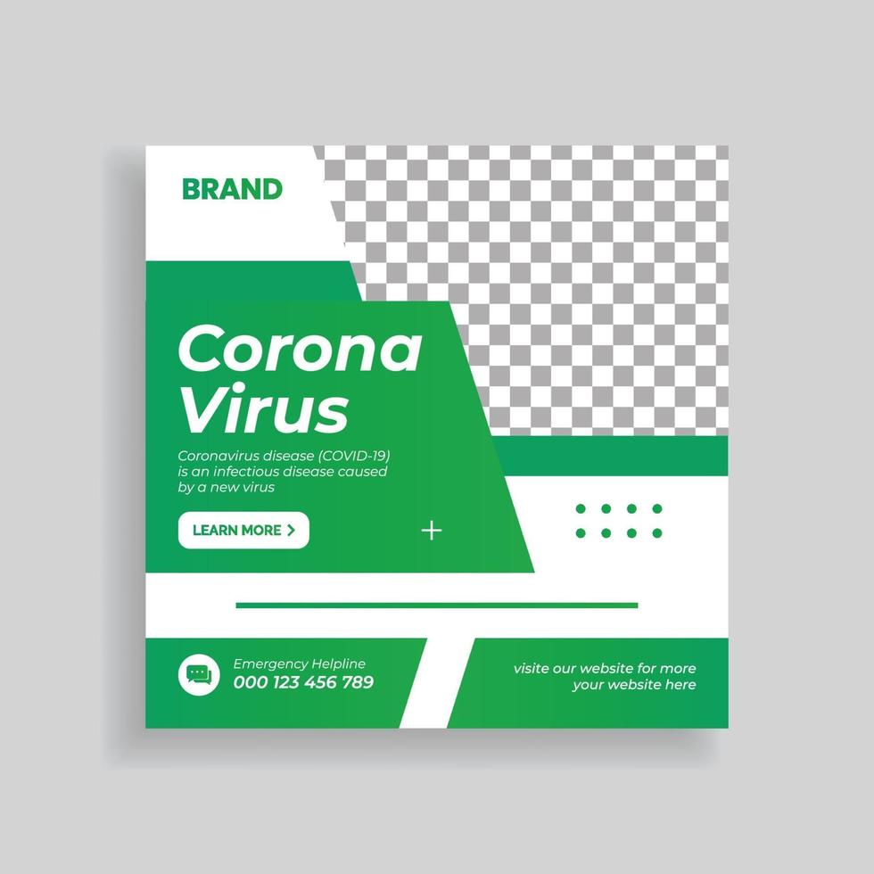 corona virus covid 19 diseño de plantilla de publicación en redes sociales vector