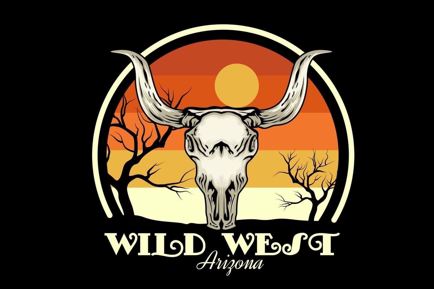 diseño de mercancía del salvaje oeste de arizona con calavera vector