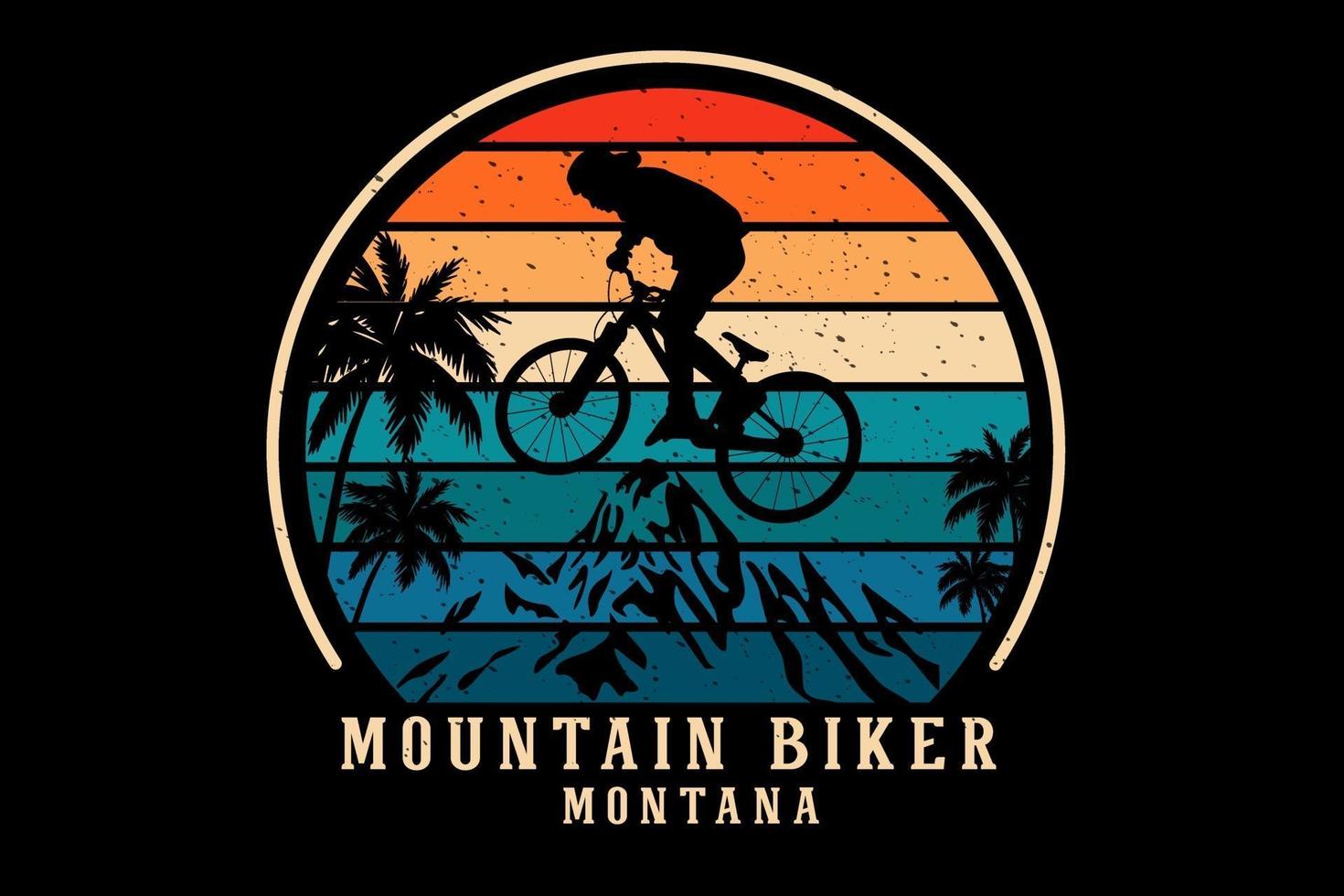 ciclista de montaña, montana, silueta, diseño vector