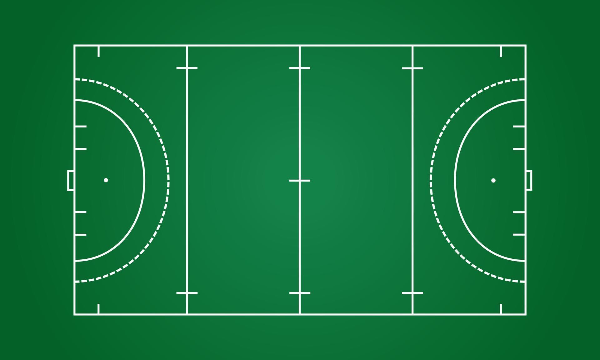 Green field hockey grass hockey field line template vector stadium