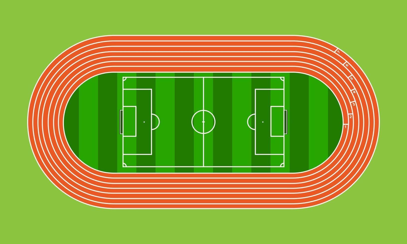 Running field and soccer field in green grass stadium vector