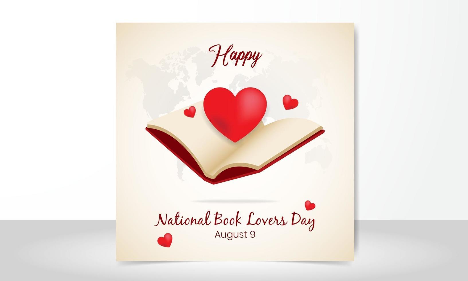 Happy national book lovers day august 09 illustration vector design