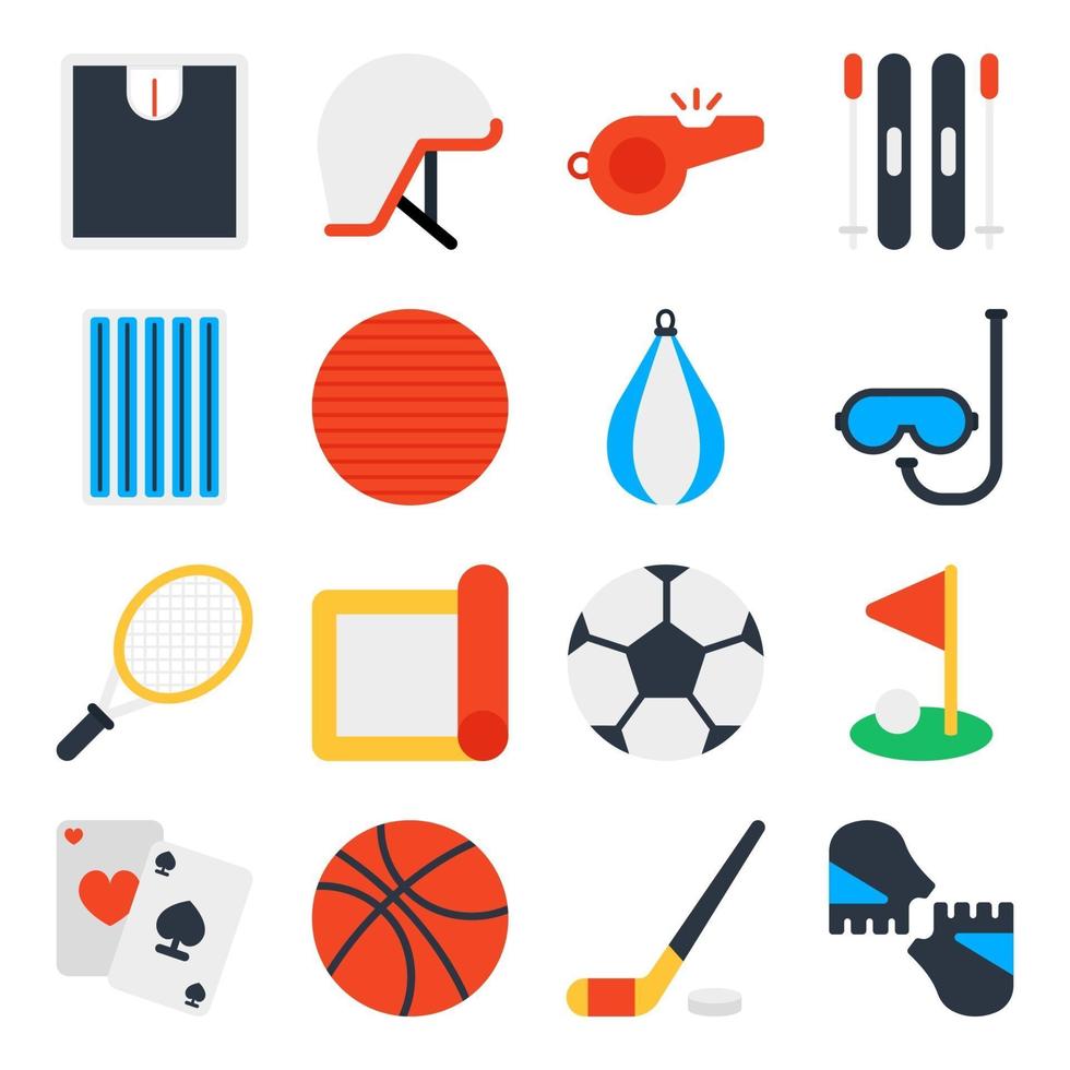 Pack of Sports Tools Flat Icons vector