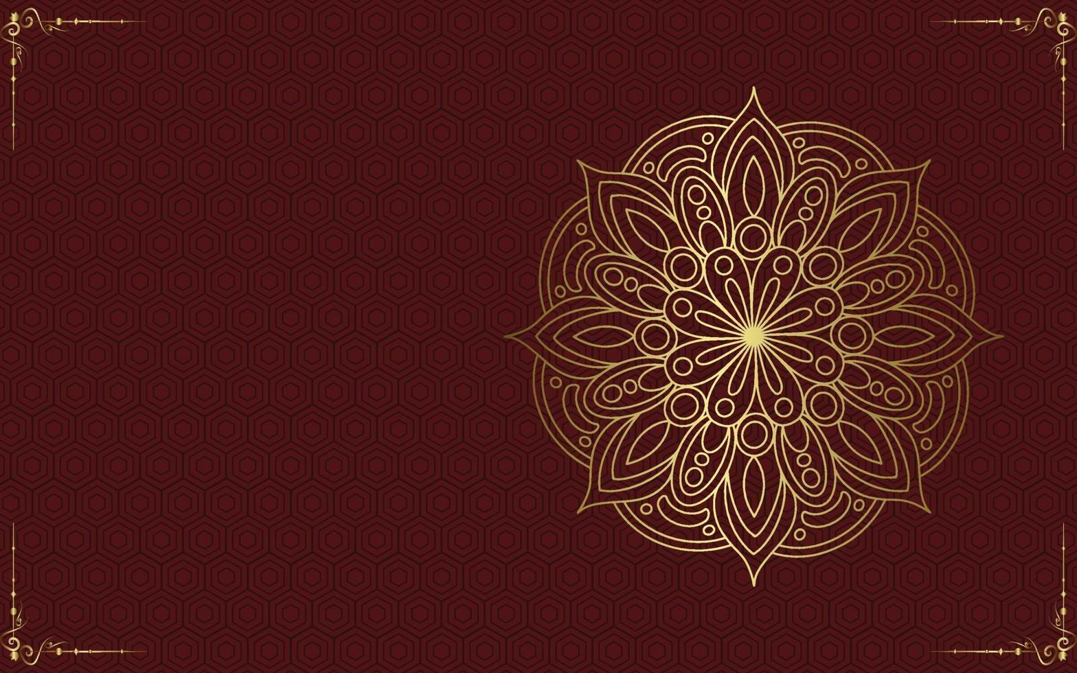 Fondo adornado de mandala de oro de lujo para invitación de boda vector