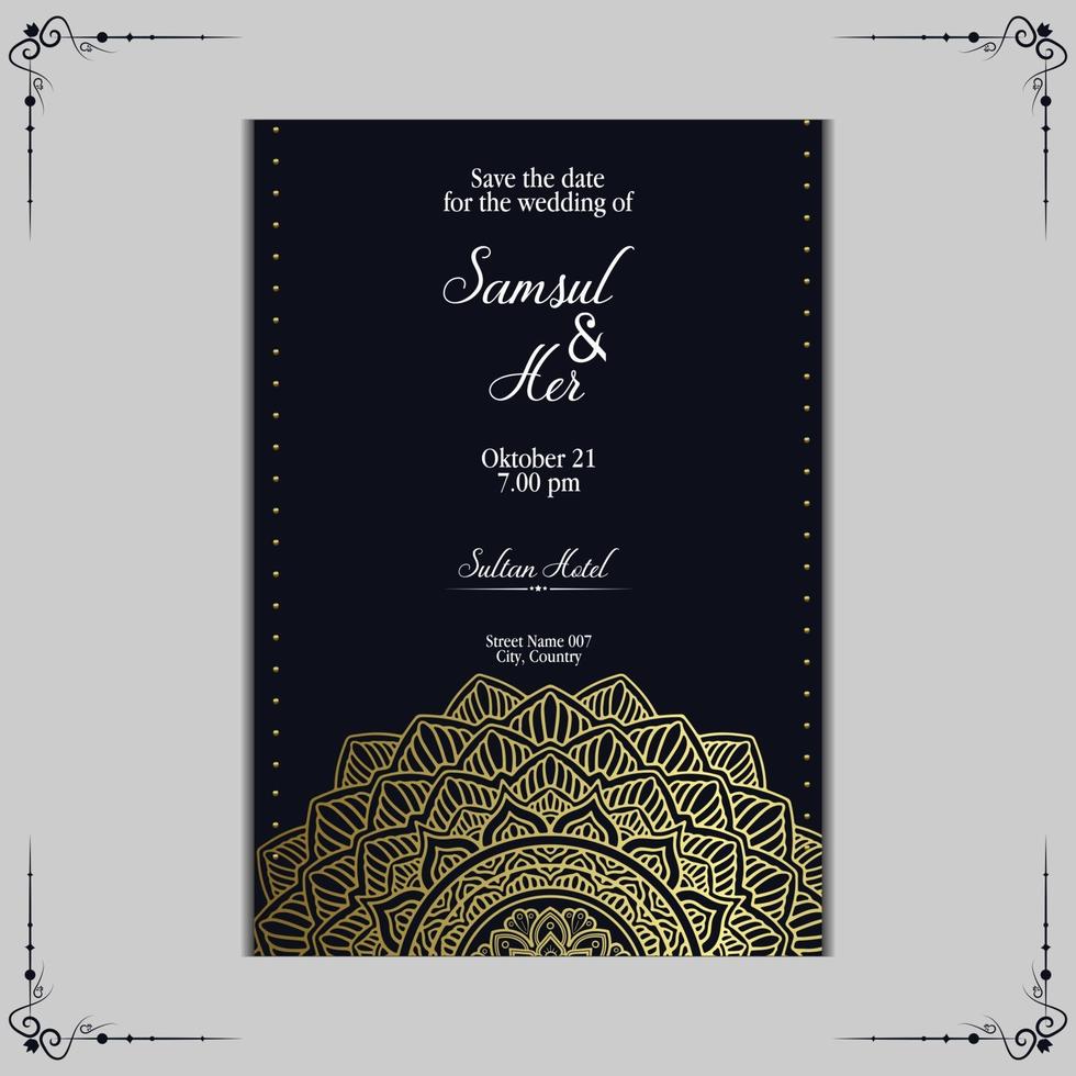 Luxury gold mandala ornate background for wedding invitation vector