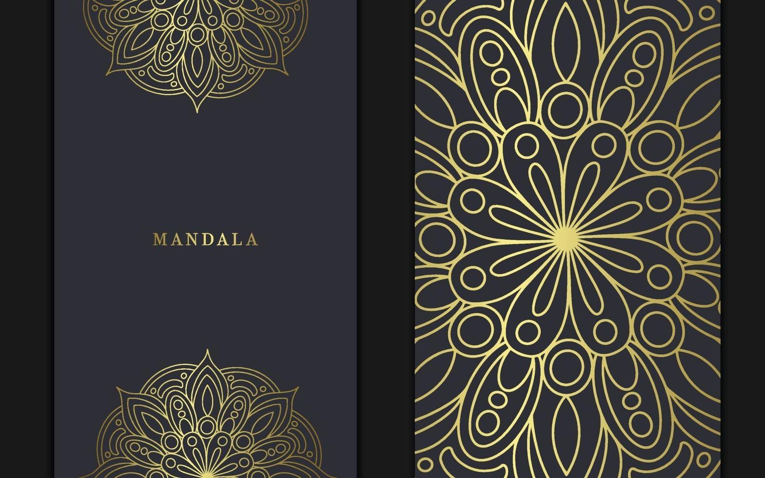 Fondo adornado de mandala de oro de lujo para invitación de boda vector