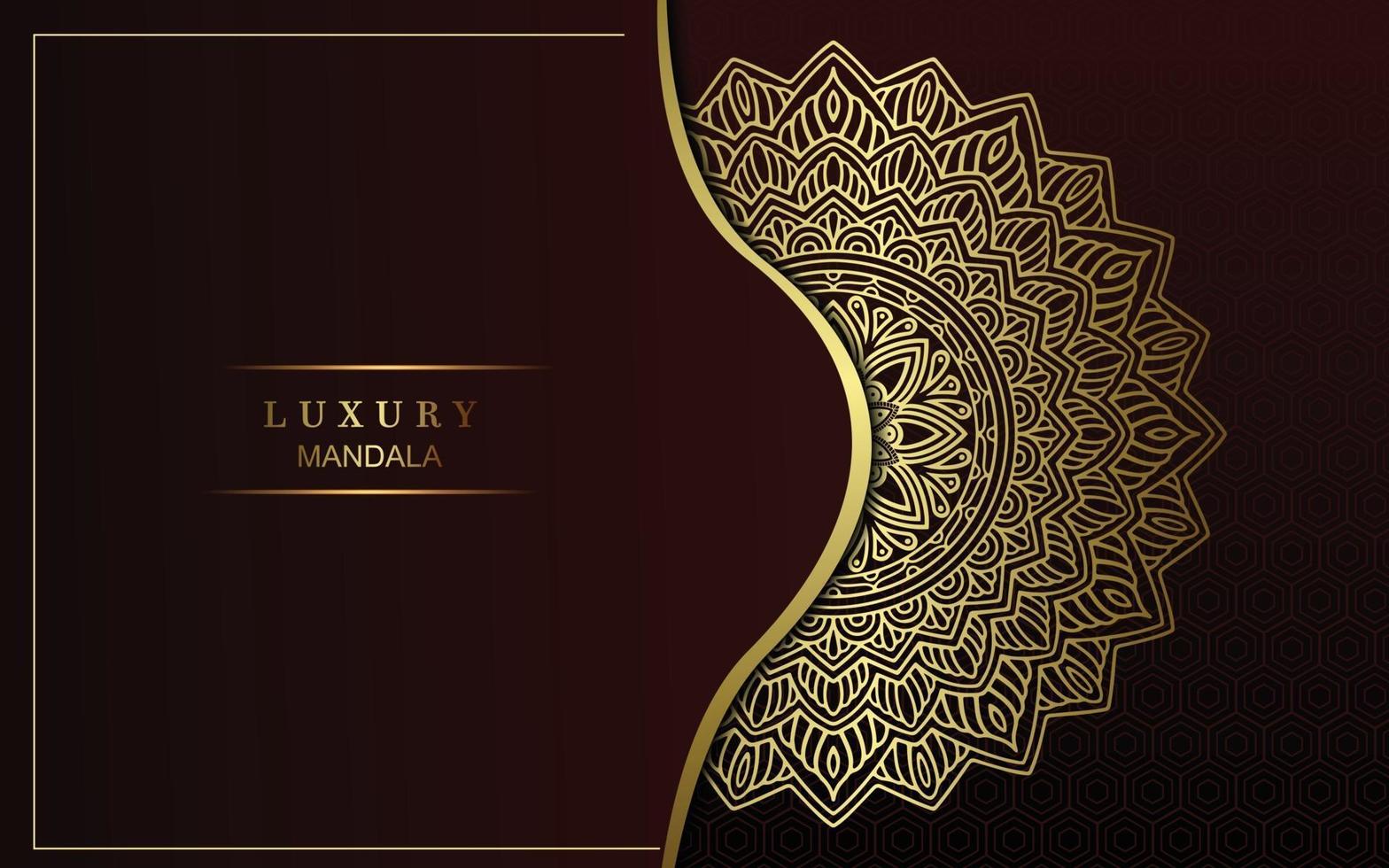 Luxury gold mandala ornate background for wedding invitation vector