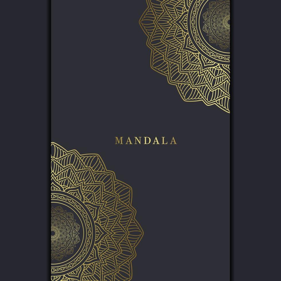 Luxury gold mandala ornate background for wedding invitation vector