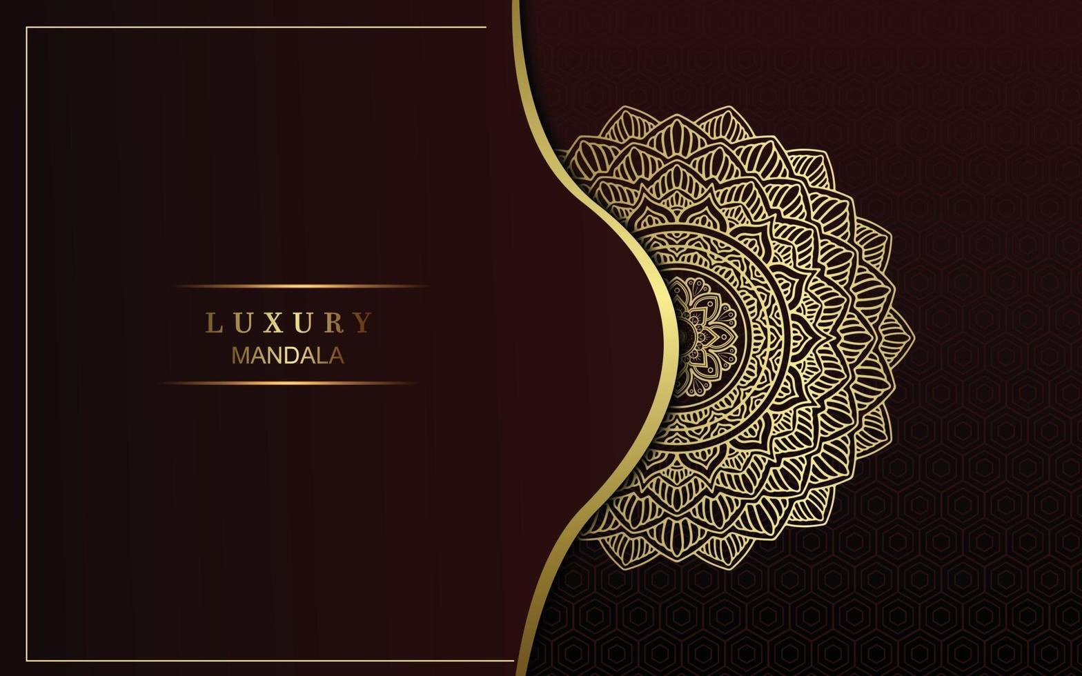 Luxury gold mandala ornate background for wedding invitation vector