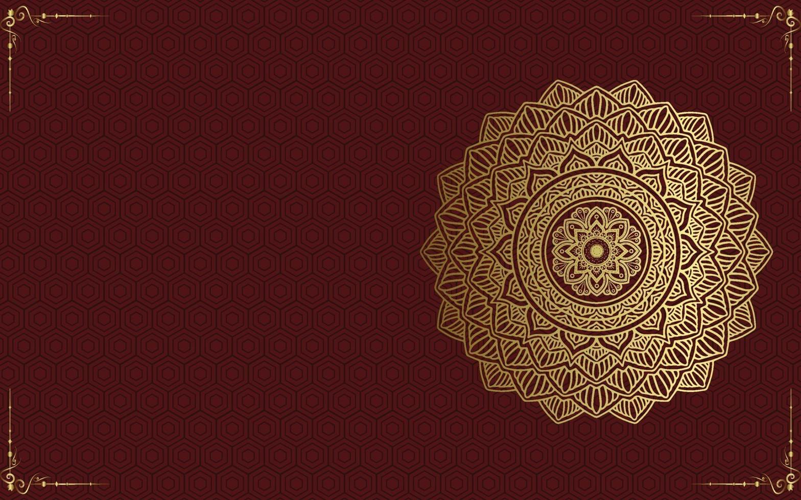 Fondo adornado de mandala de oro de lujo para invitación de boda vector