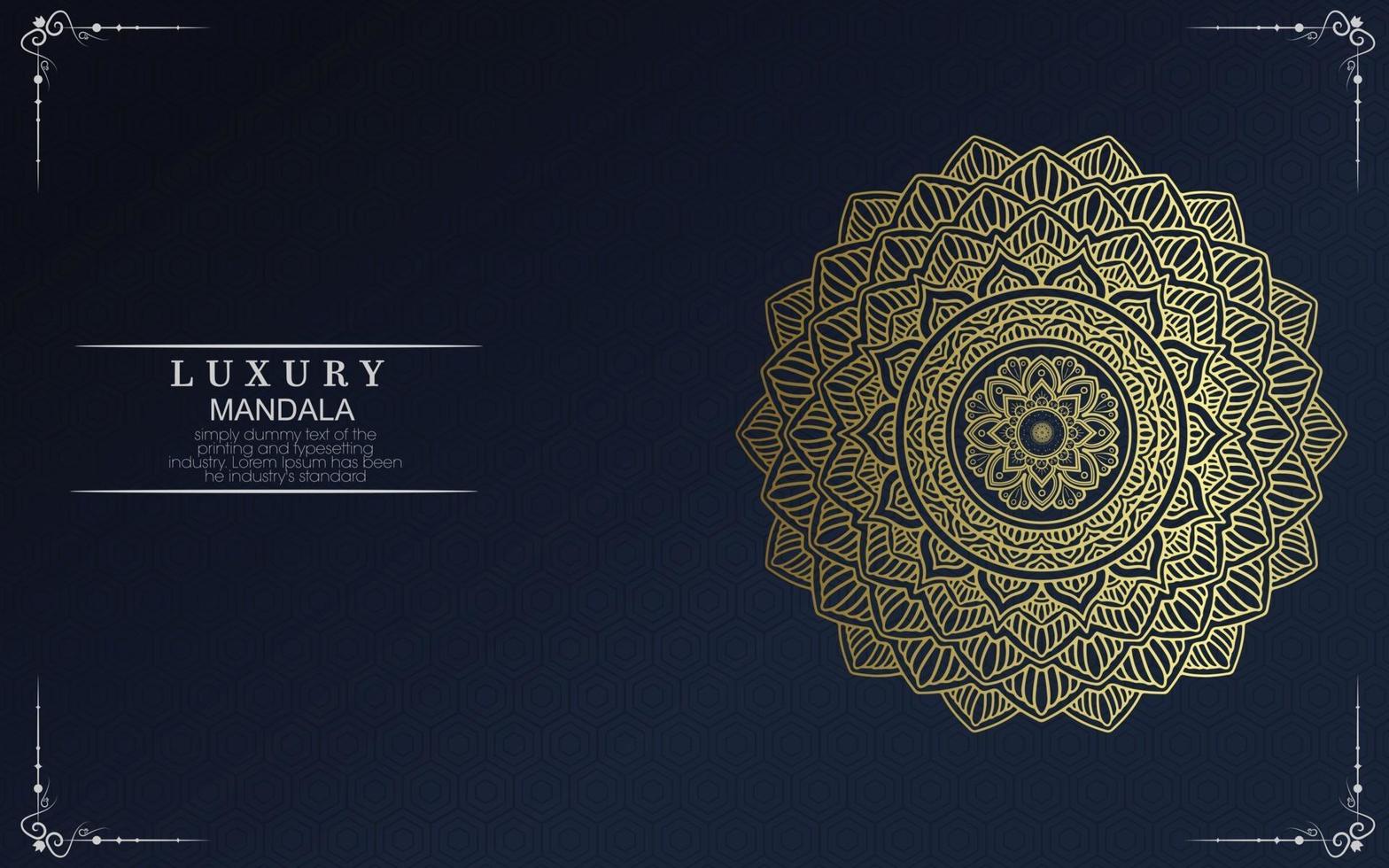 Fondo adornado de mandala de oro de lujo para invitación de boda vector