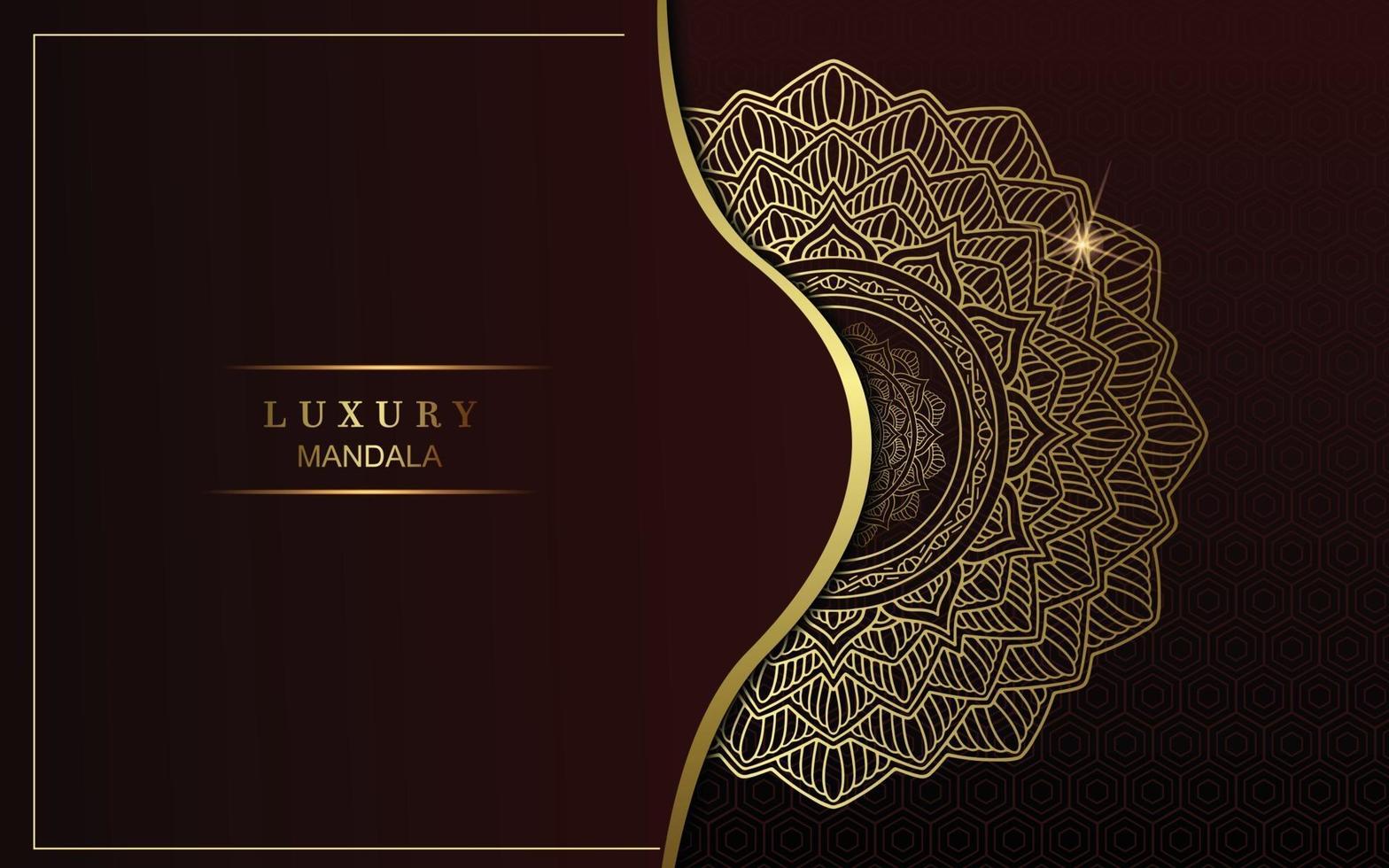 Luxury gold mandala ornate background for wedding invitation vector