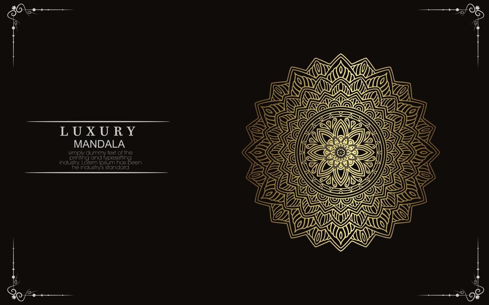 Fondo adornado de mandala de oro de lujo para invitación de boda vector