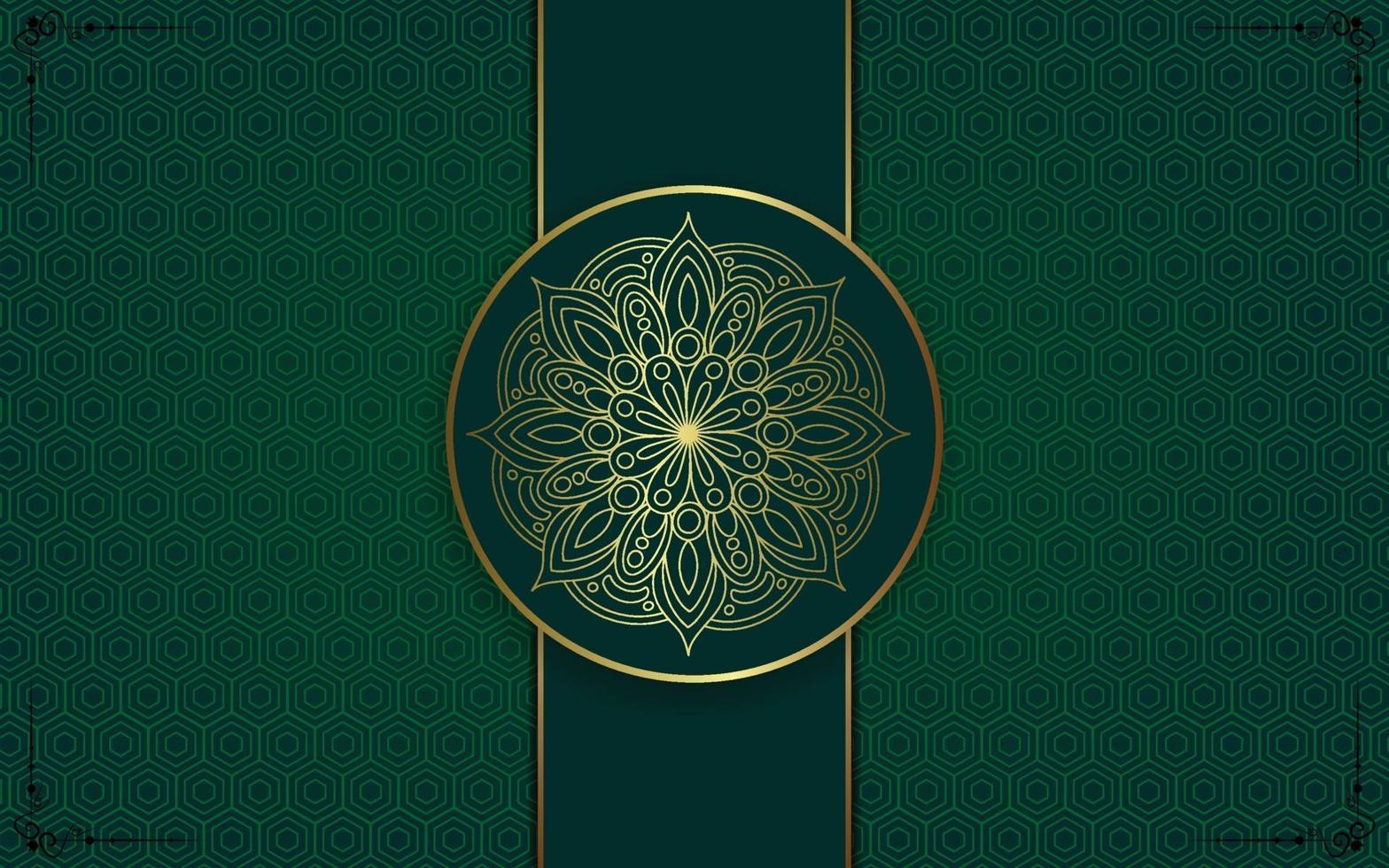 Fondo adornado de mandala de oro de lujo para invitación de boda vector