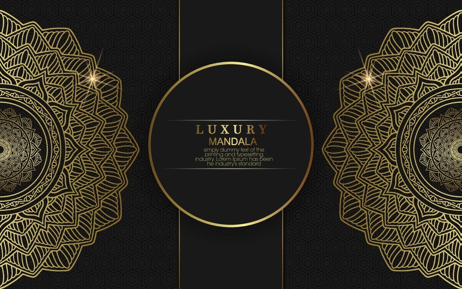 Luxury gold mandala ornate background for wedding invitation vector