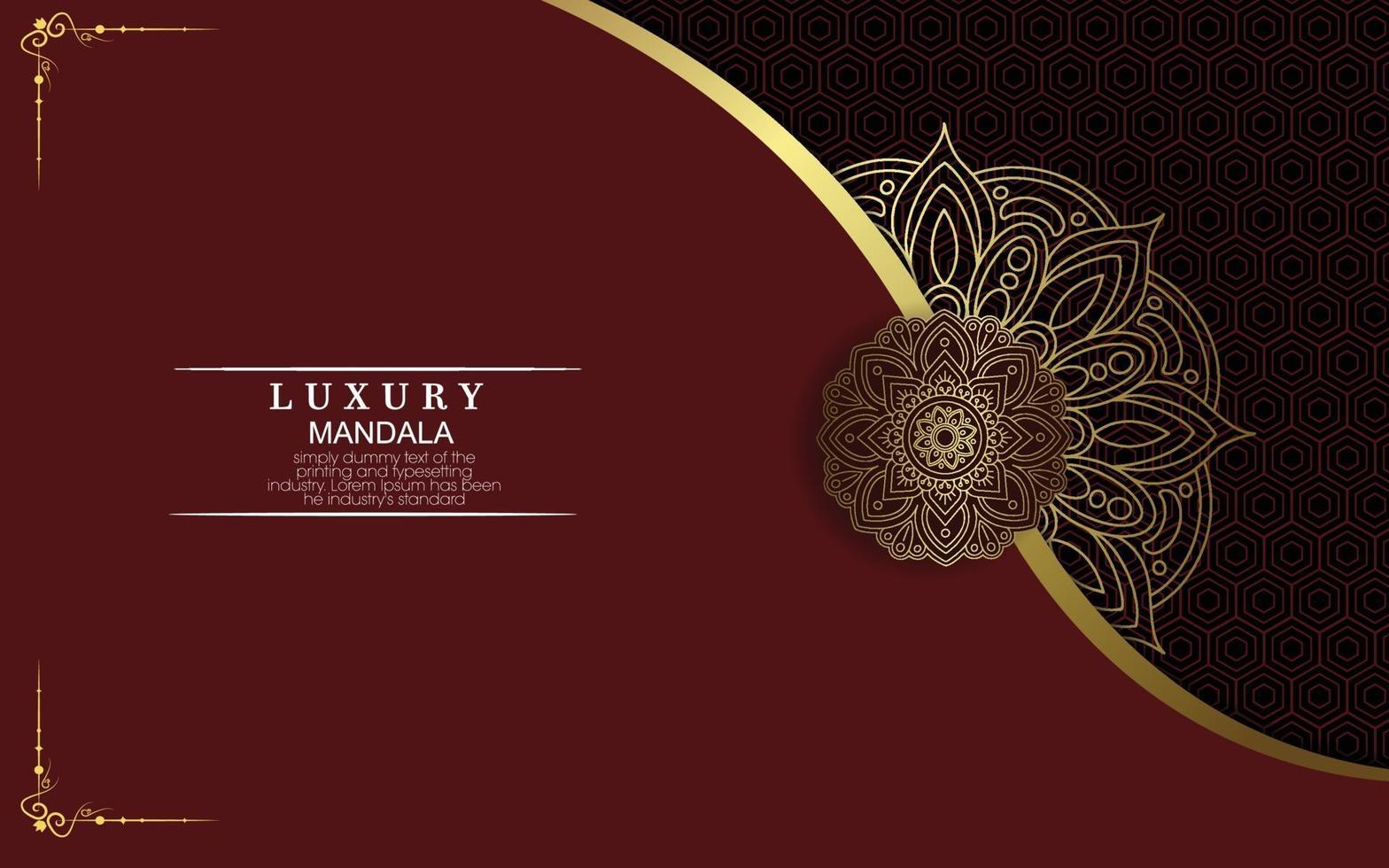 Luxury gold mandala ornate background for wedding invitation vector