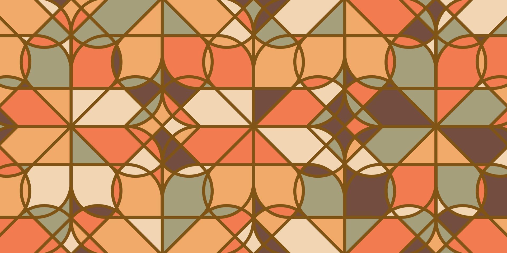 patrón geométrico floral fondo retro con líneas doradas vector