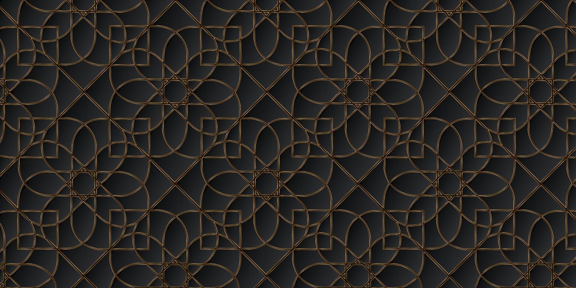 Geometric pattern vintage art deco luxury of black and gold vector