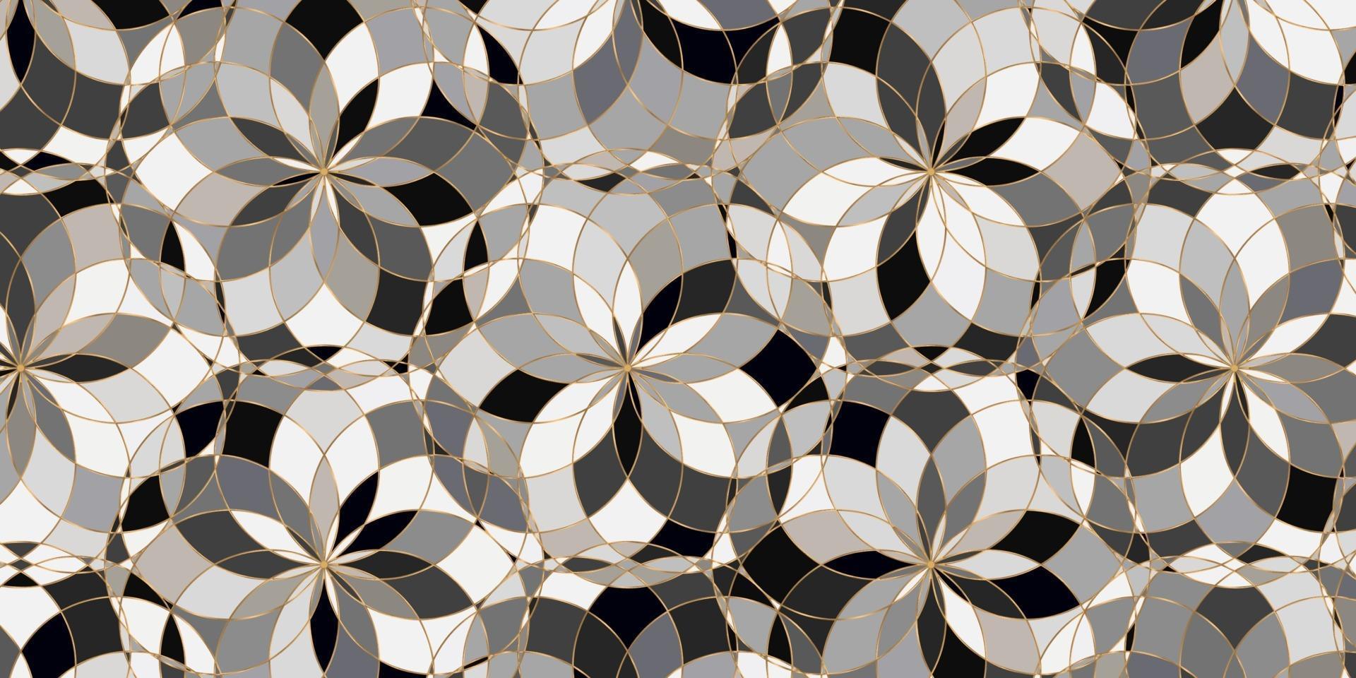 Geometric pattern circle overlapping floral design vector