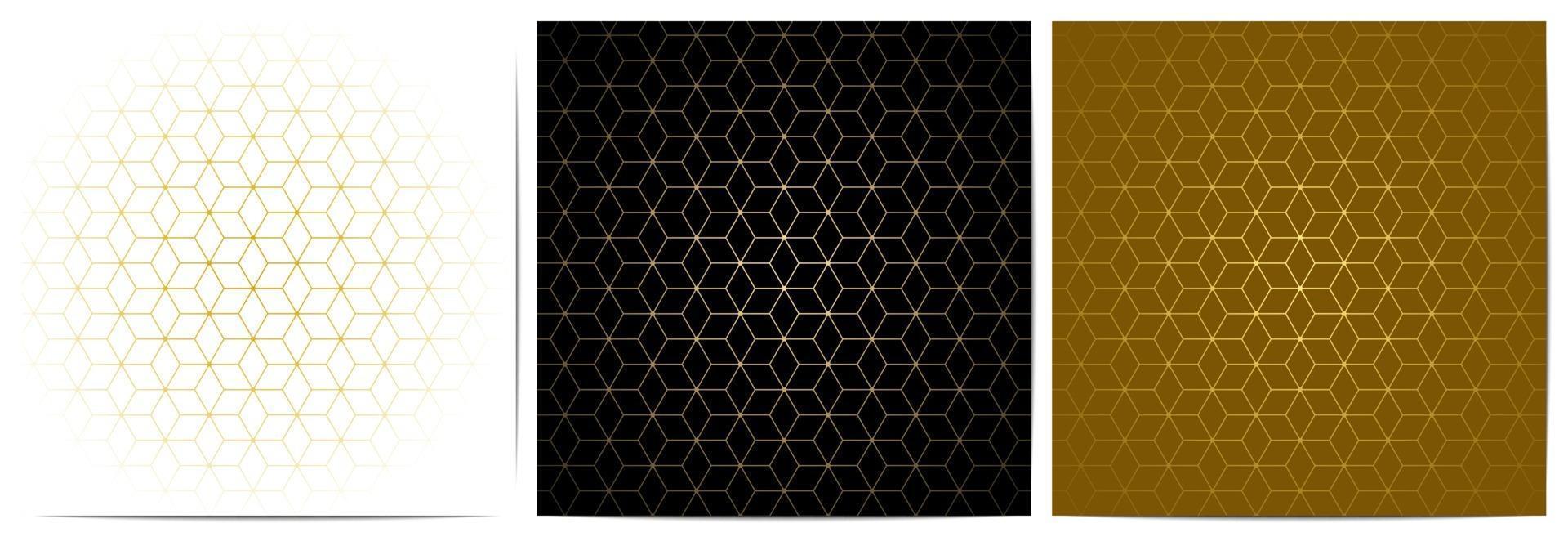 patrón geométrico con líneas doradas fondo negro, blanco y dorado vector
