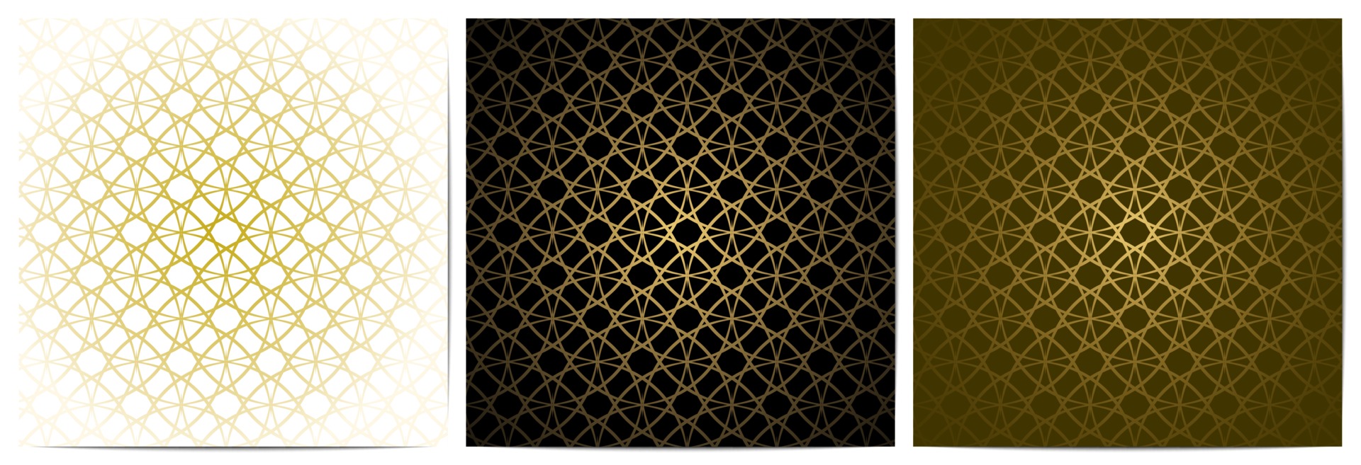 Set of abstract geometric pattern circle overlapping golden background ...