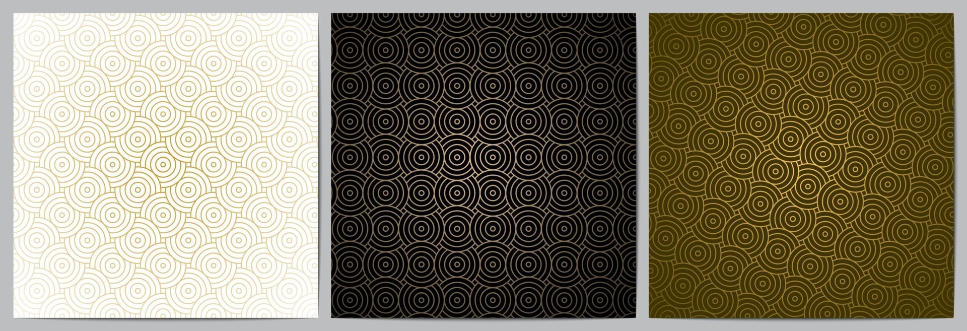Geometric pattern circle overlapping background with golden lines vector