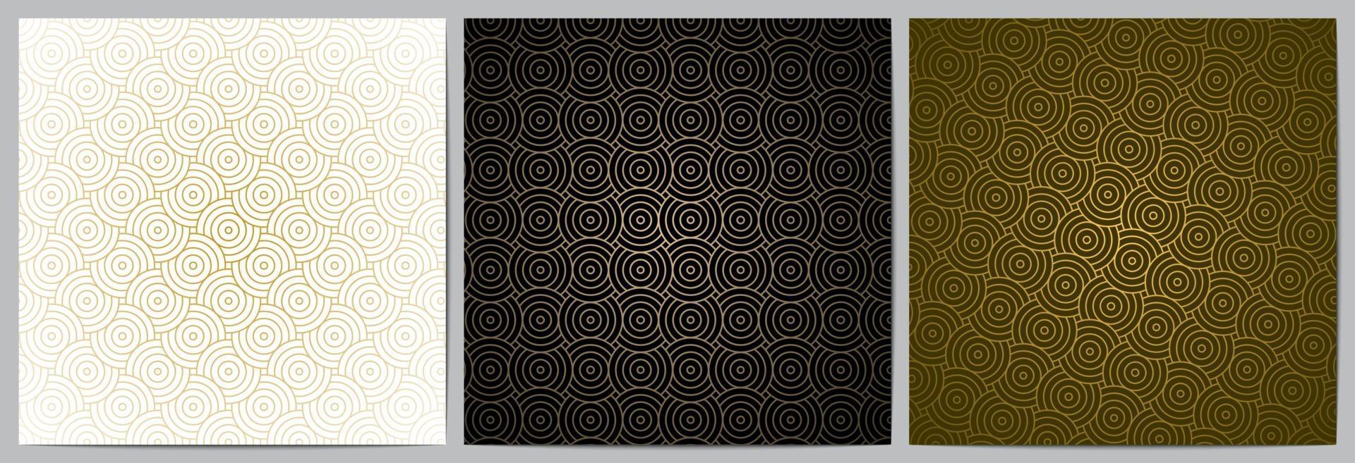 Geometric pattern circle overlapping background with golden lines vector