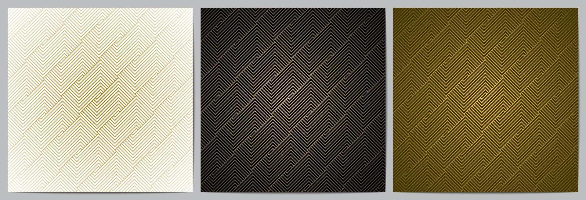 líneas doradas de lujo con fondo negro, blanco y dorado. vector