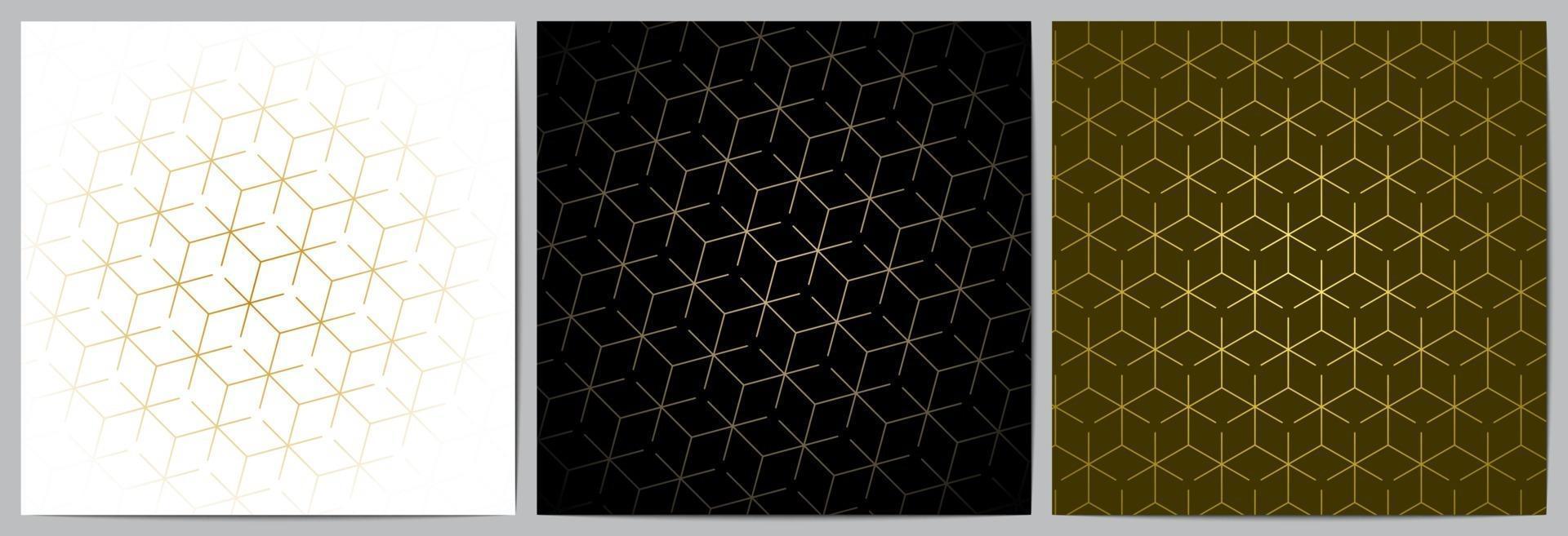 Geometric pattern with golden lines black,white,and gold background vector