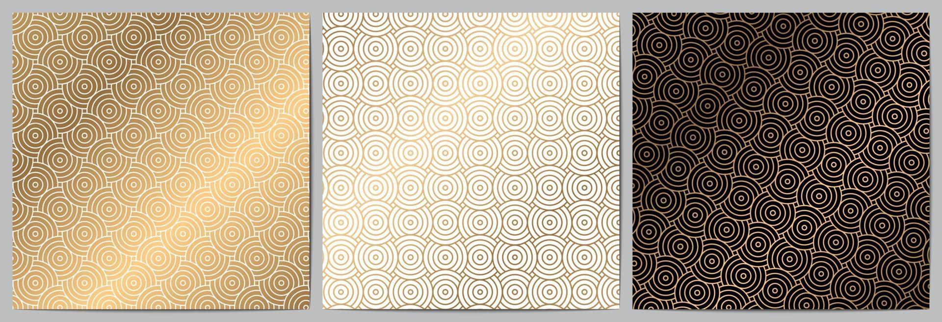 Japanese or chinese pattern with gold circle overlapping vector