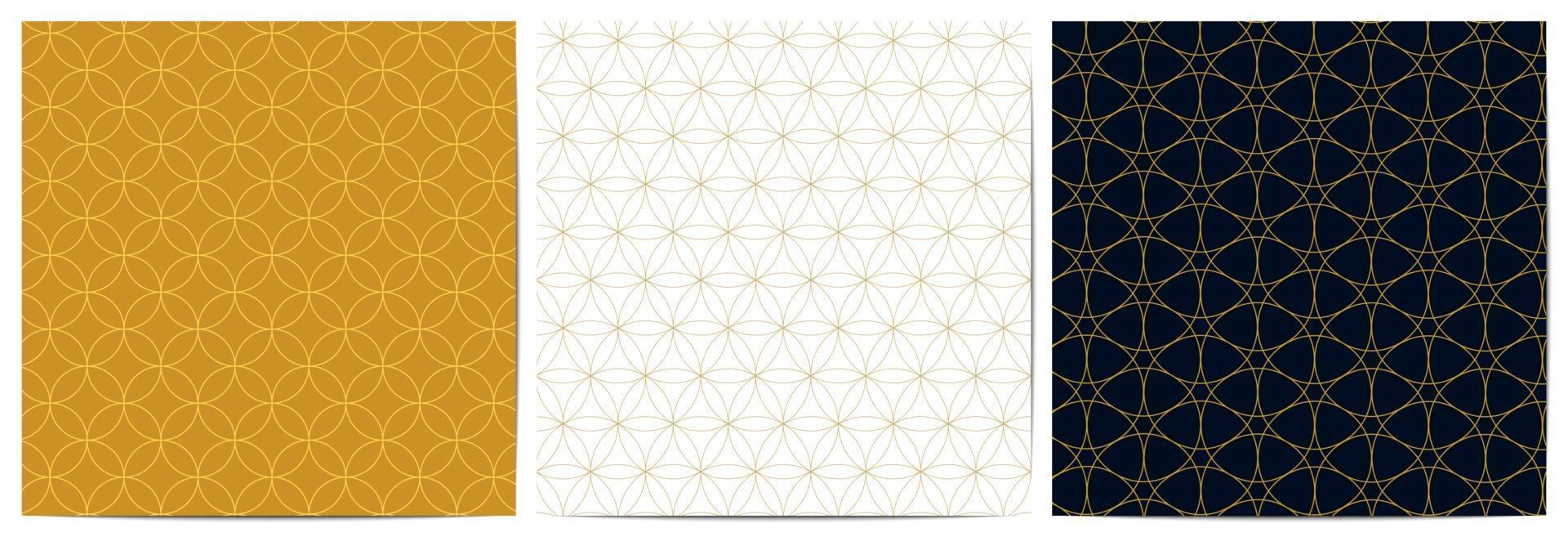 Geometric pattern circle overlapping luxury of gold lines vector