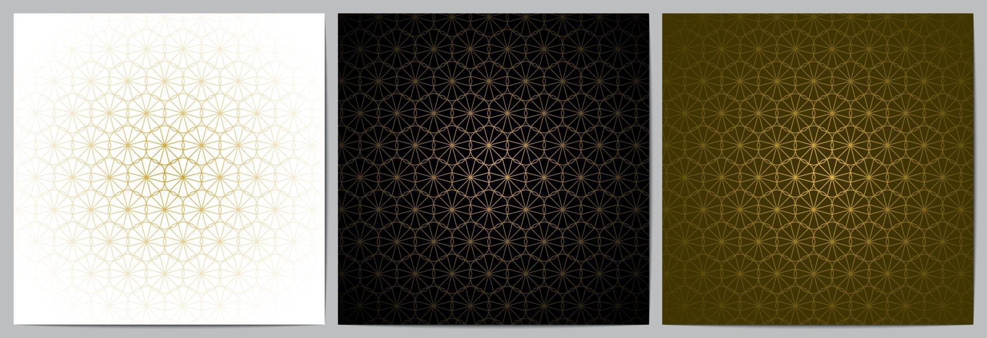 Geometric pattern with golden lines black,white,and gold background vector