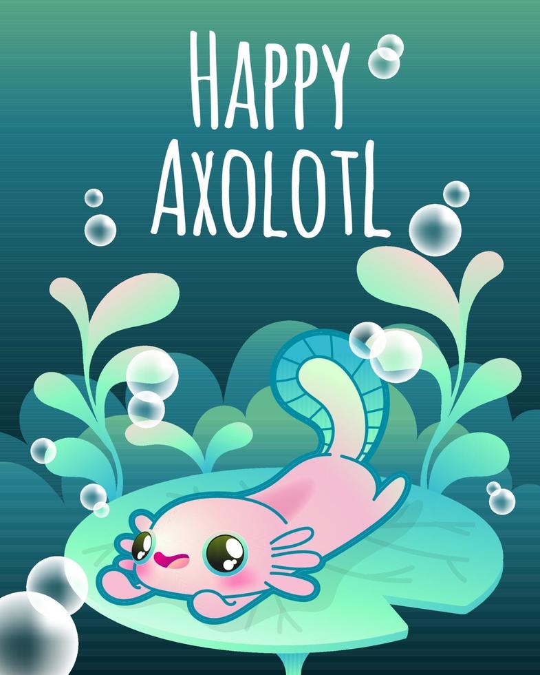 happy axolotl vector illustration